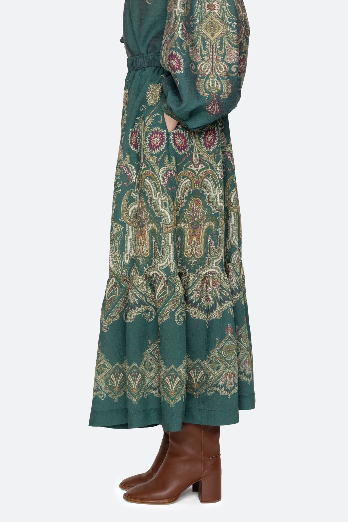 HYACINTH PRINT MIDI SKIRT (D2)