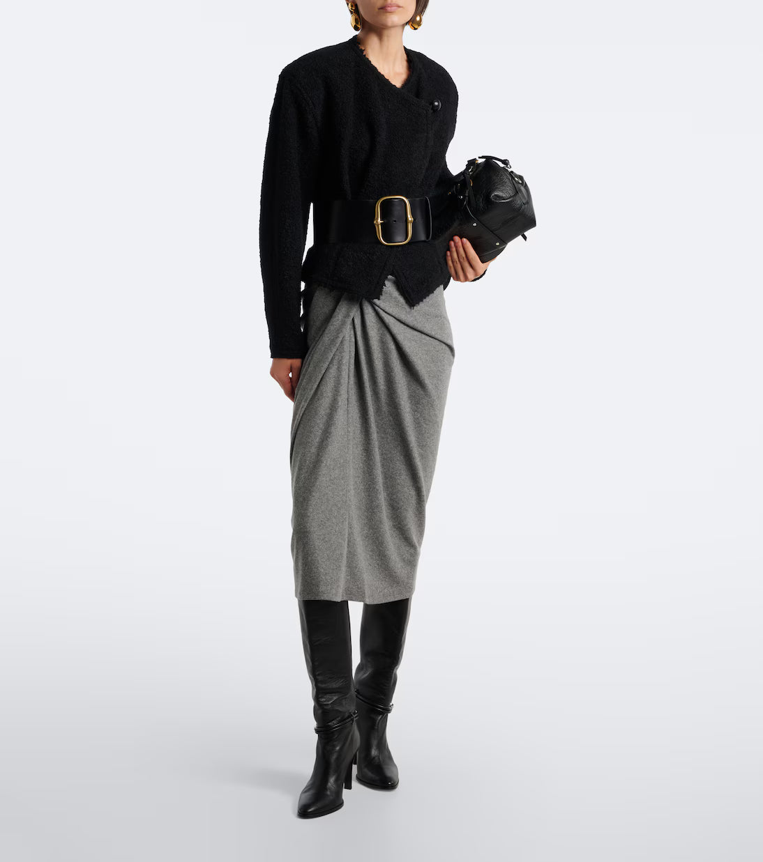 Isabel Marant Jeldia Draped Flannel Midi Skirt