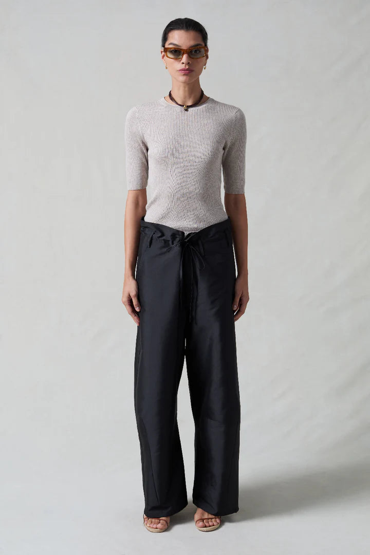Chan Luu Techno Taffeta Barrel Pant - Black