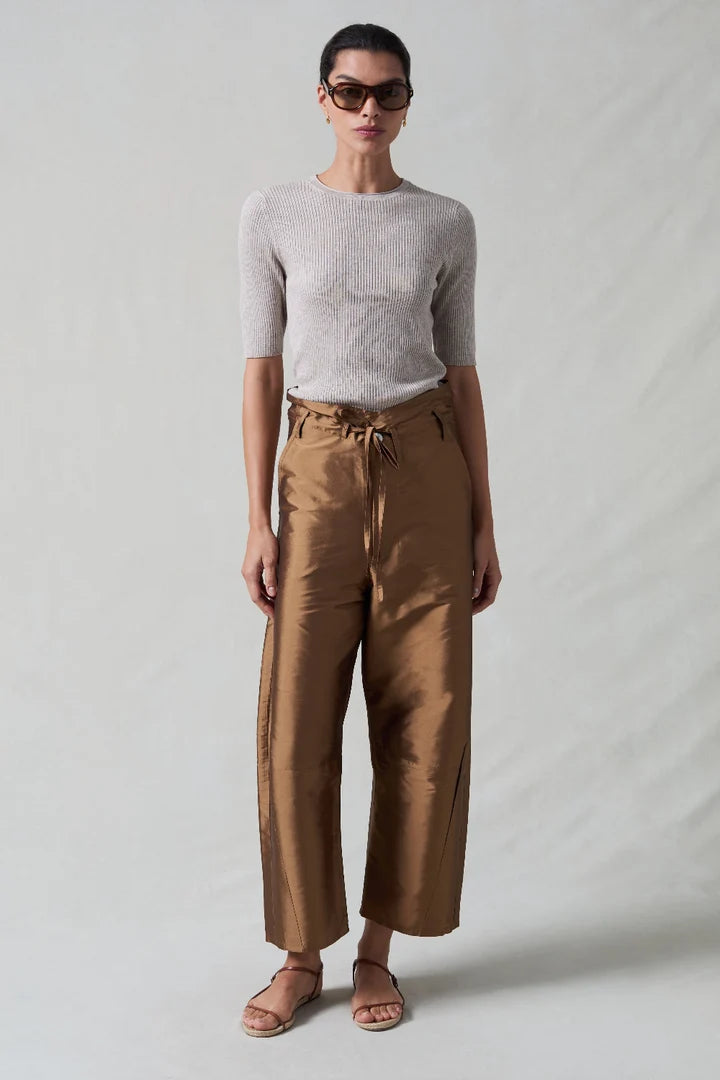 Chan Luu Techno Taffeta Barrel Pant - Bronze