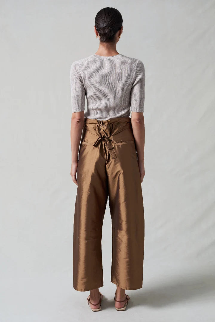 Chan Luu Techno Taffeta Barrel Pant - Bronze