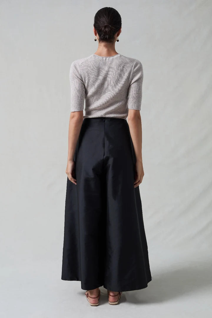Chan Luu Techno Taffeta Ultra Wide Leg Trouser - Black