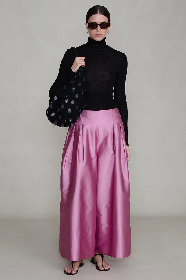 Chan Luu Techno Taffeta Ultra Wide Leg Trouser - Orchid