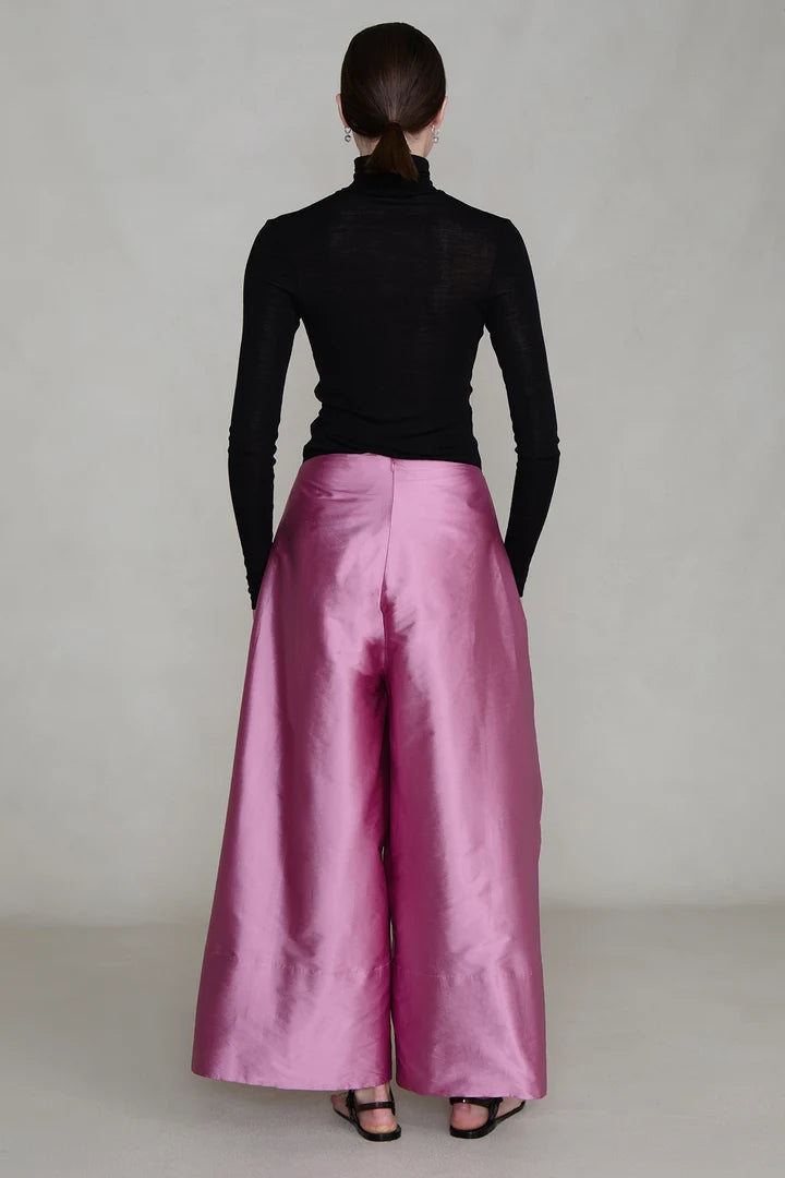 Chan Luu Techno Taffeta Ultra Wide Leg Trouser - Orchid