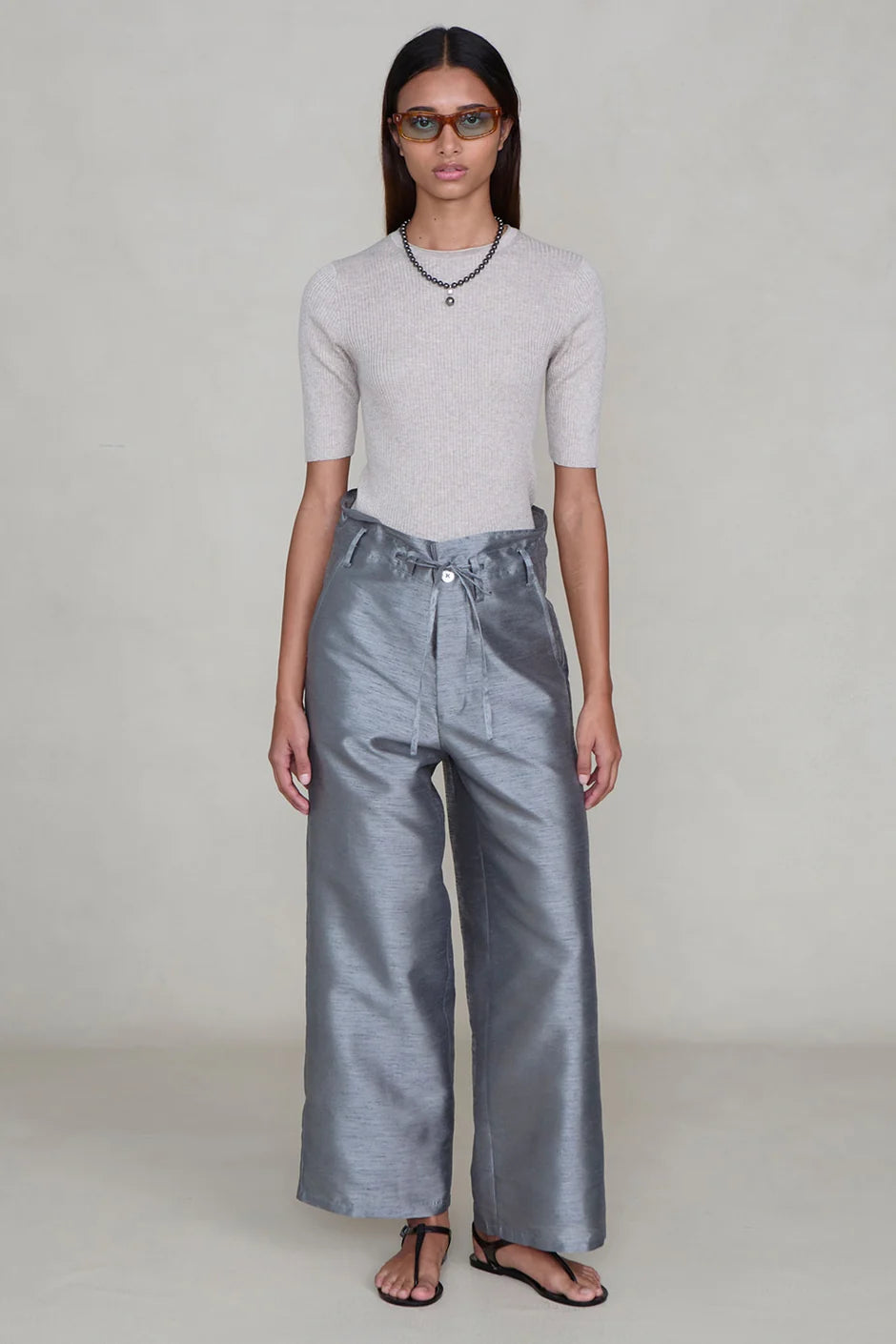 Chan Luu Dupioni Straight Leg Pant