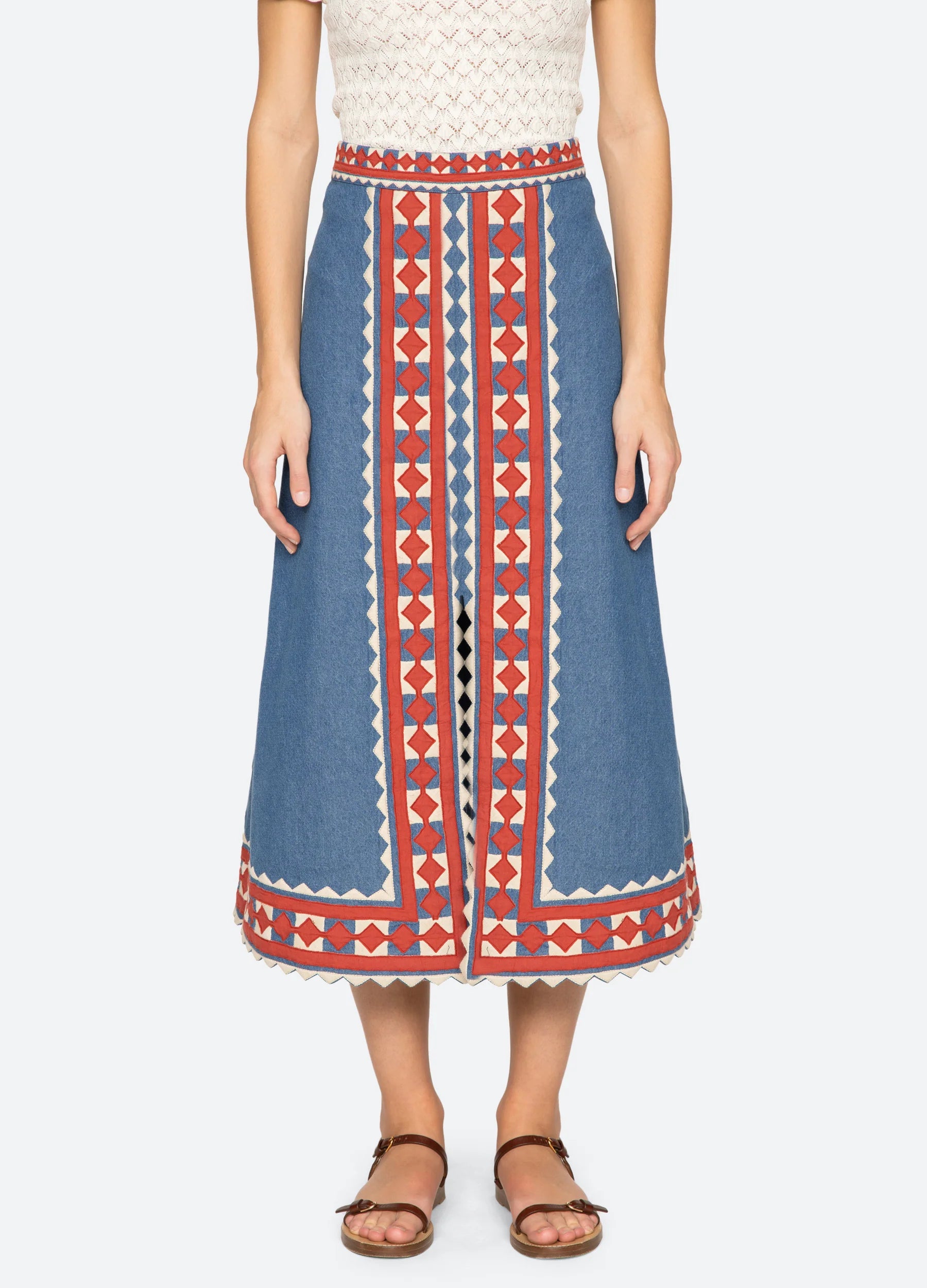 SEA New York Stina Chambray Midi Skirt