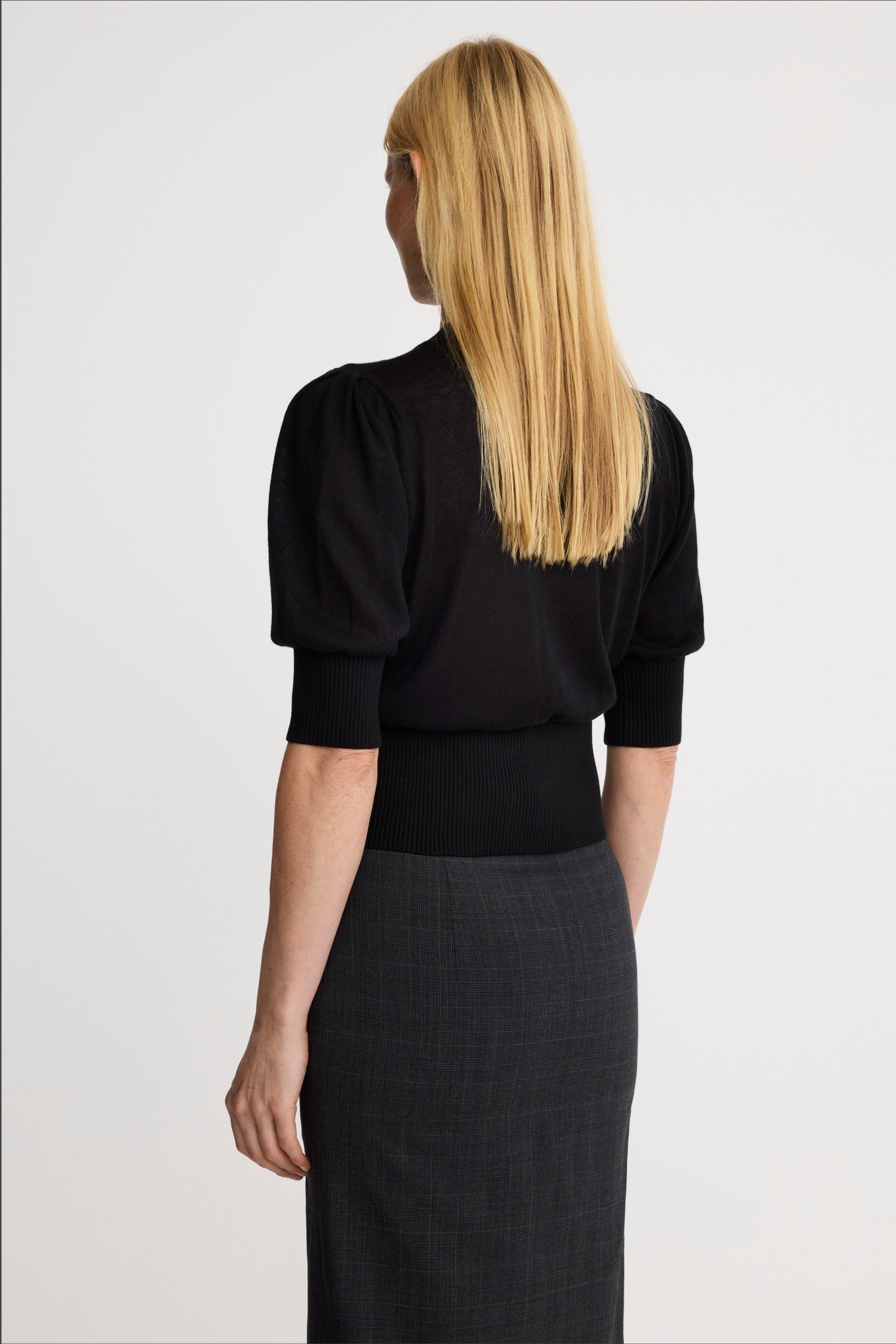 Cropped Pouf Sleeve Sweater
