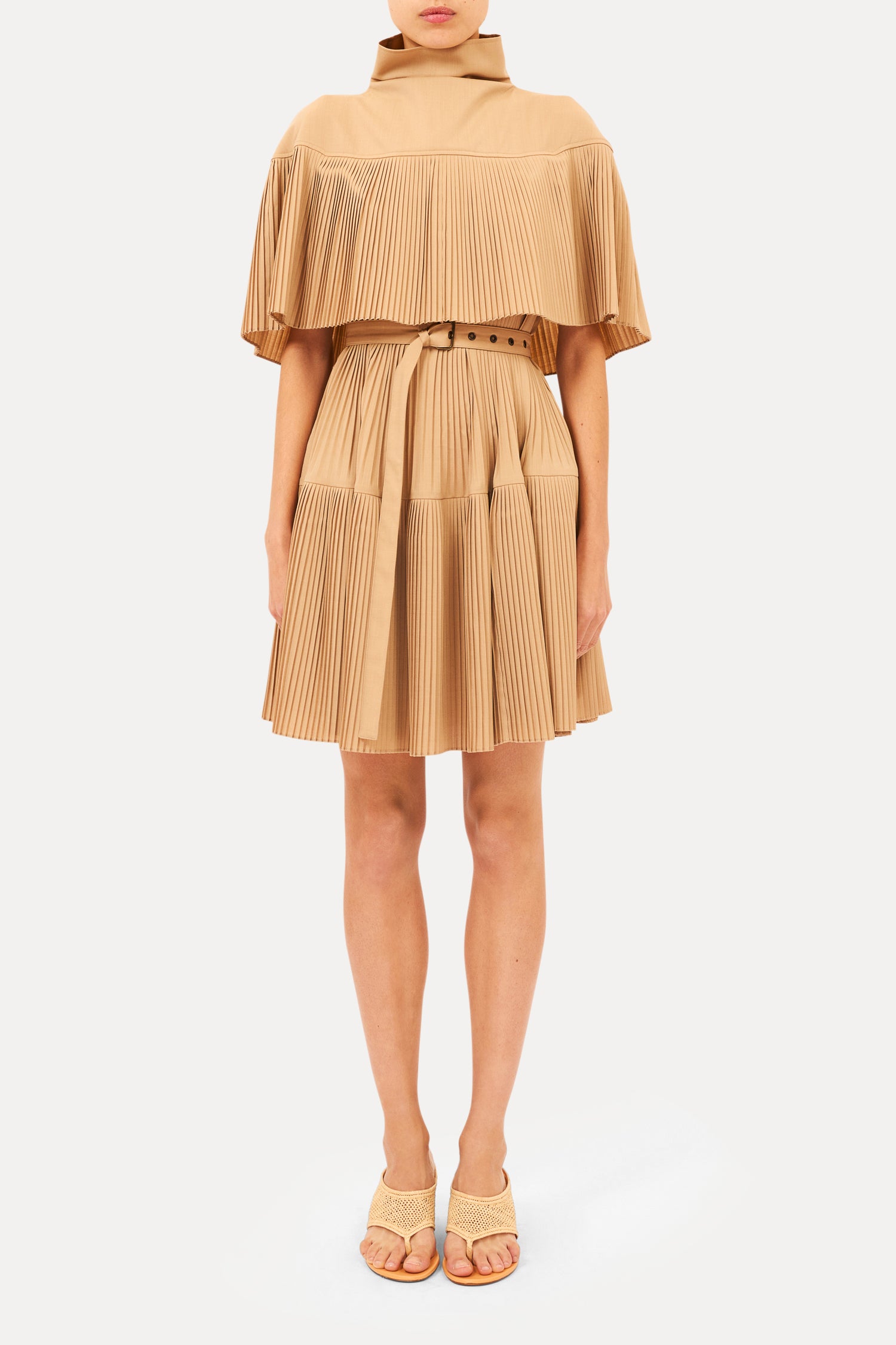 Lucille Pleated Wool Mini Dress