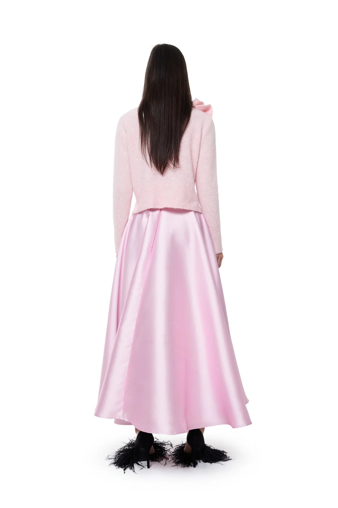 Marques' Almeida Printed Heavy Satin A Line Midi Skirt