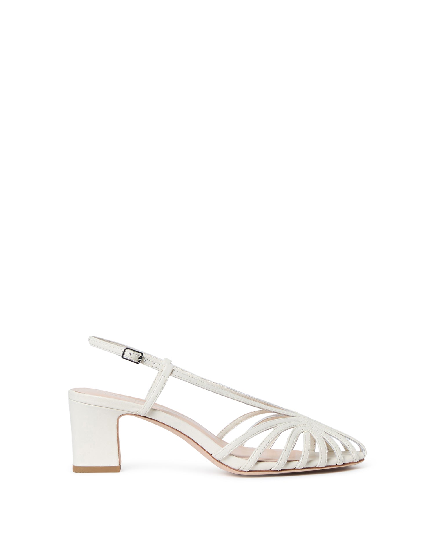 PRISCILLA LATTICE SLINGBACK MID HEEL SANDAL