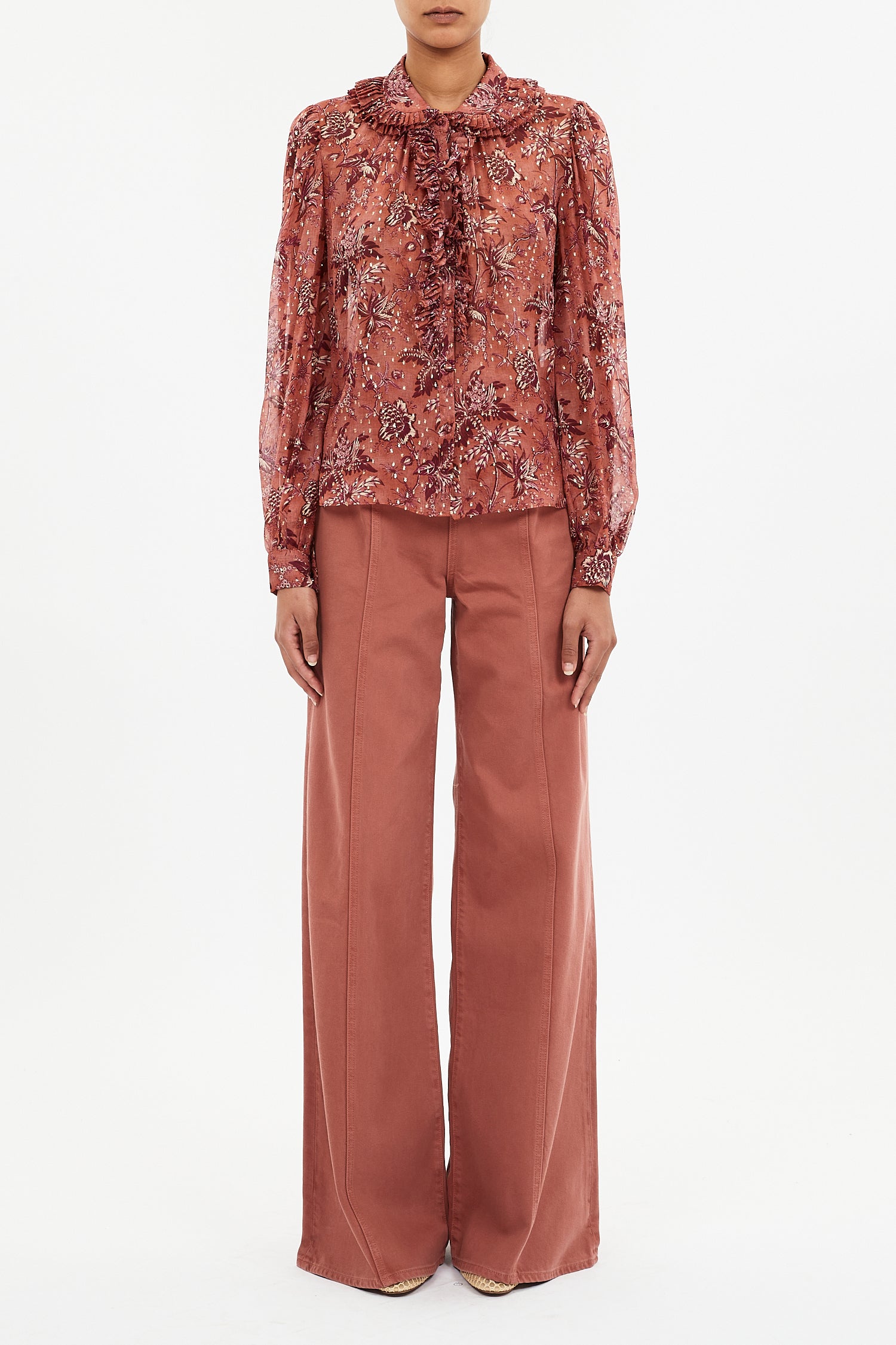 Nina Ruffle Placket Btn Front Blouse