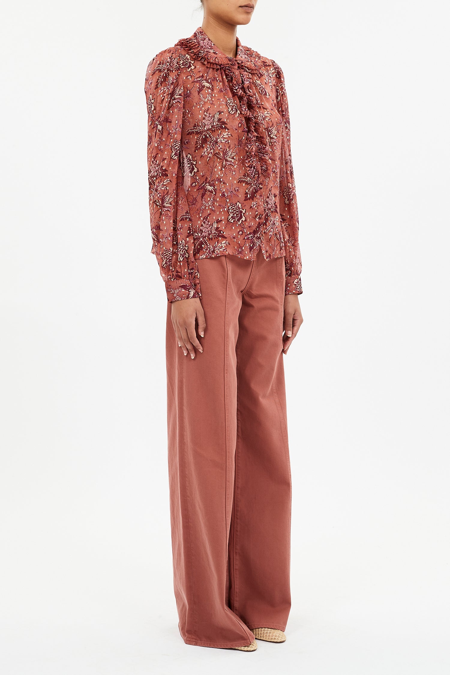 Nina Ruffle Placket Btn Front Blouse