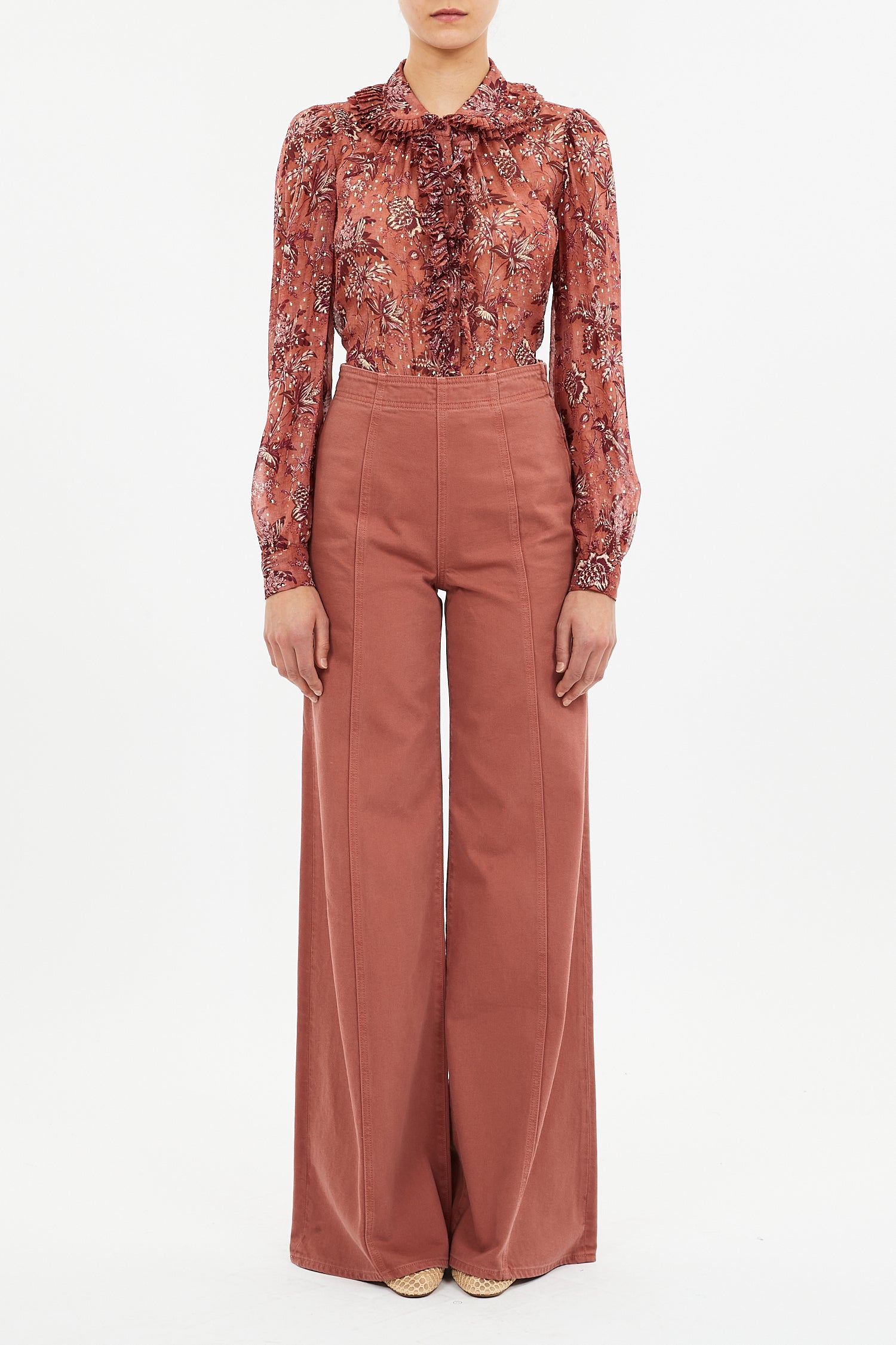 Nina Ruffle Placket Btn Front Blouse