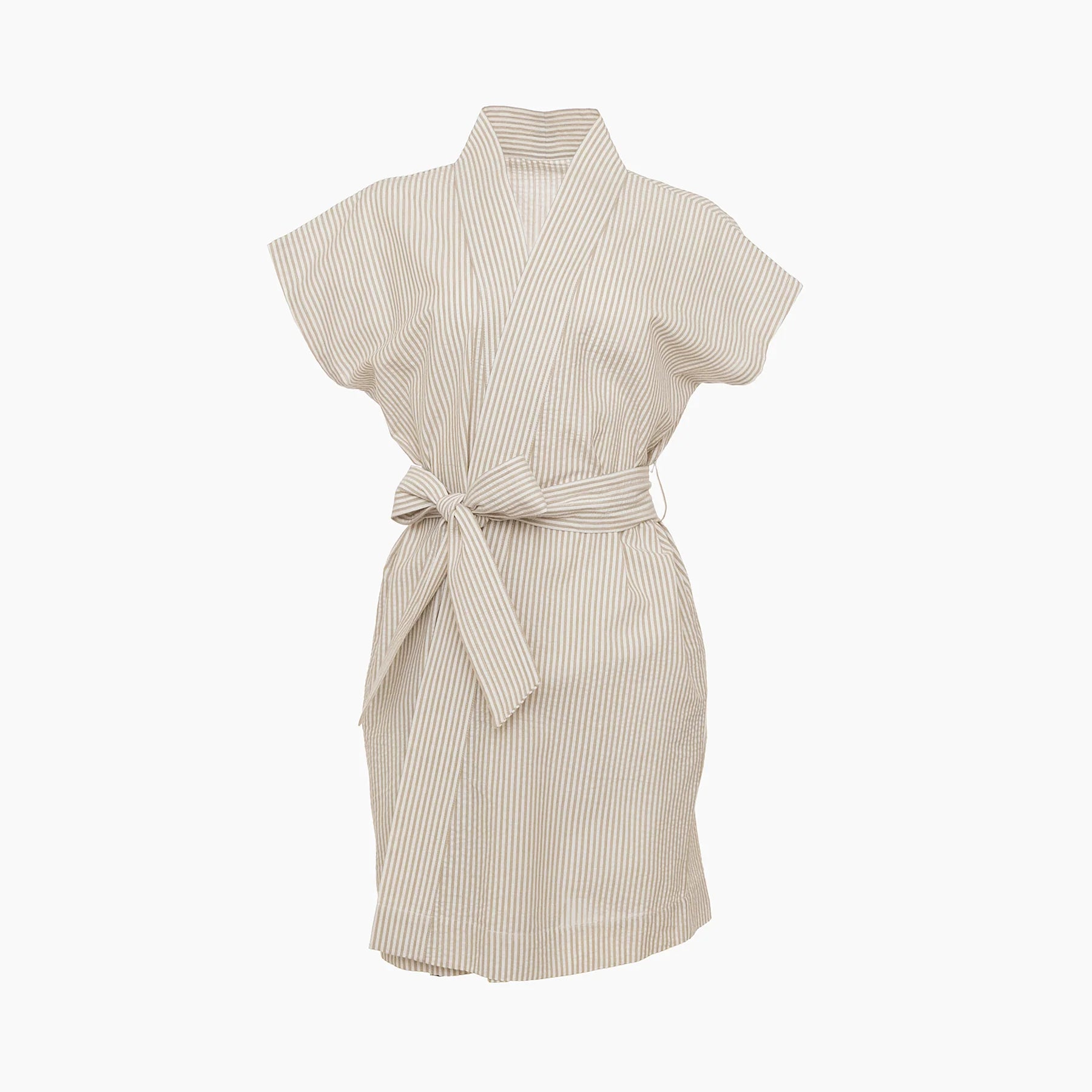 Lenora Seersucker Short Robe  - Khaki