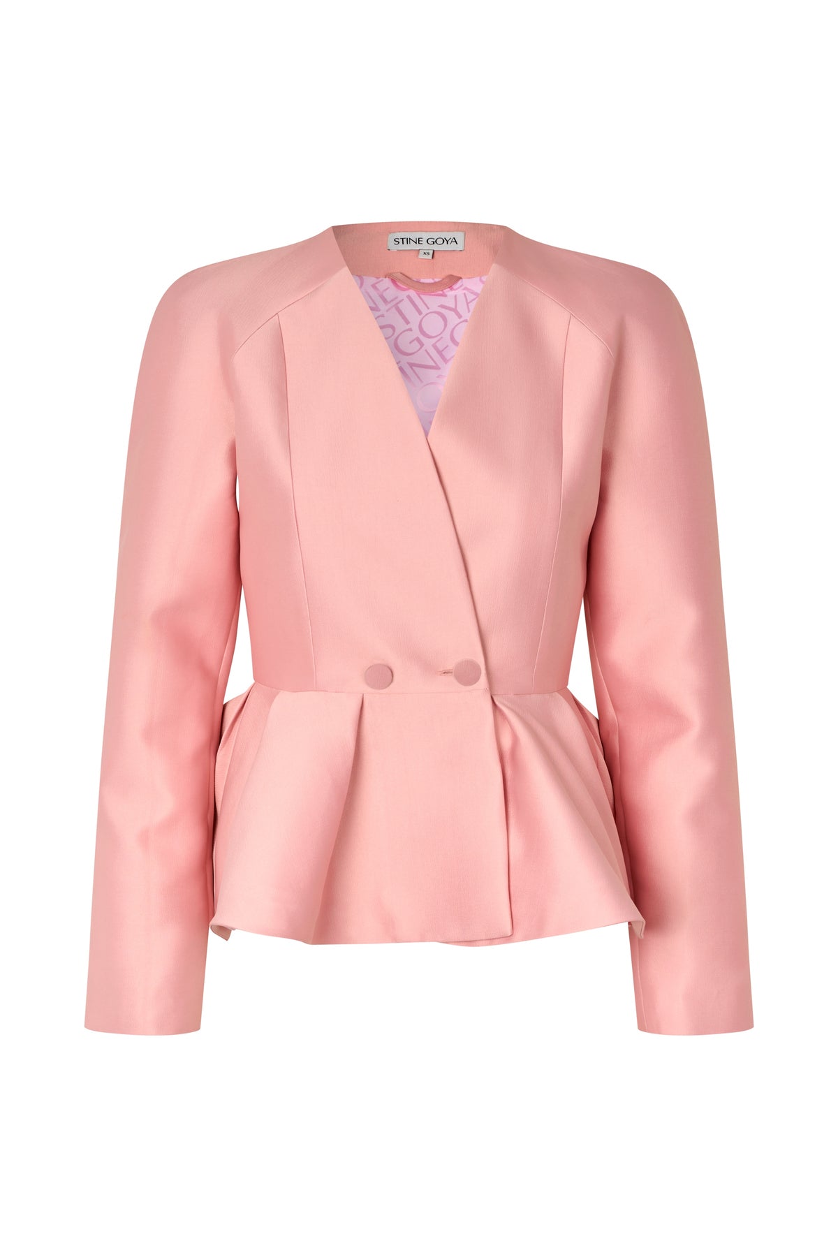 2562 Crepon, Peplum V Neck Jacket
