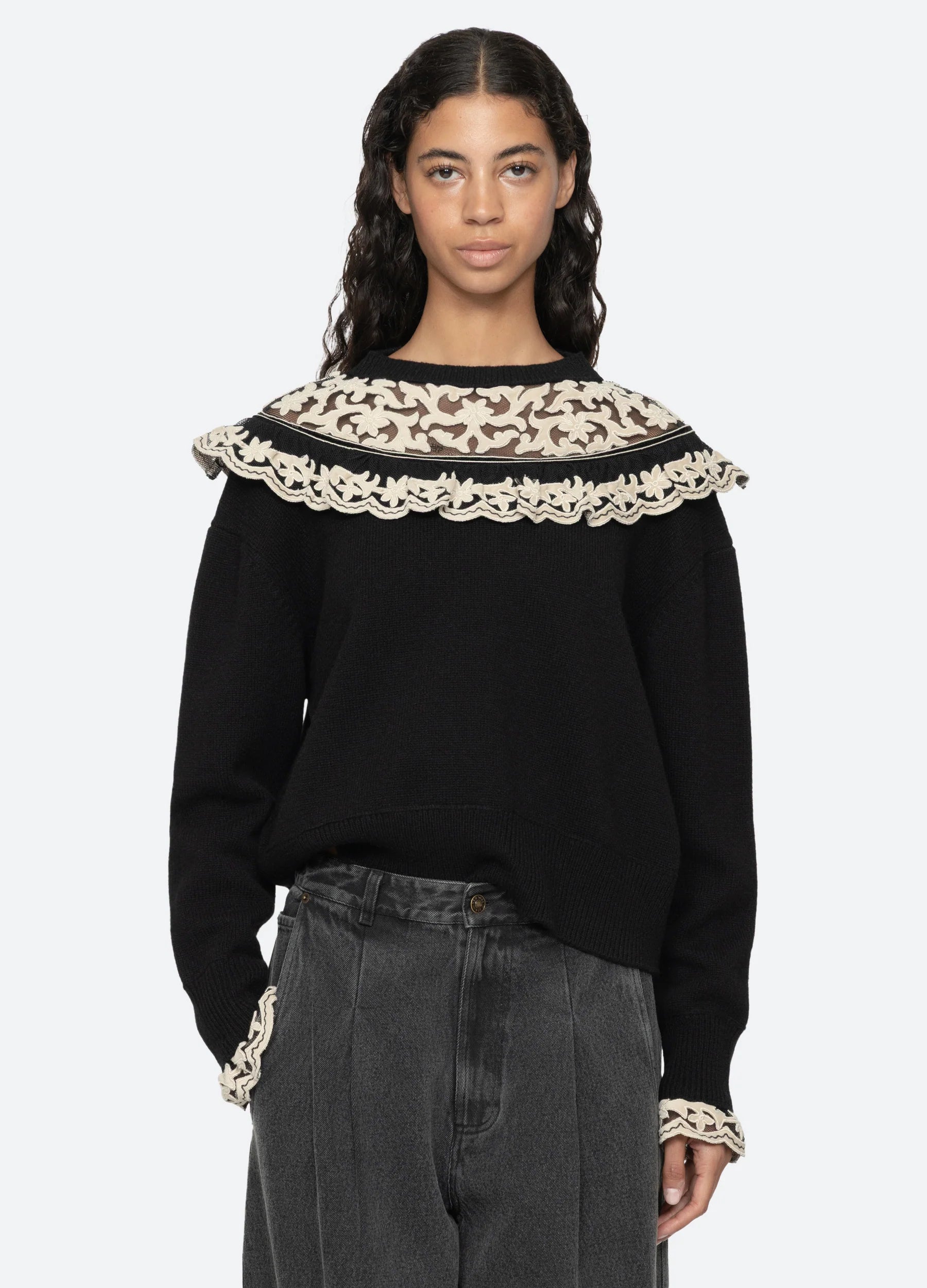 SEA New York Bea Embroidered Sweater