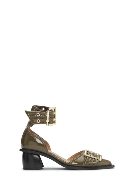 Ganni Fem Buckle Open Cut Pump