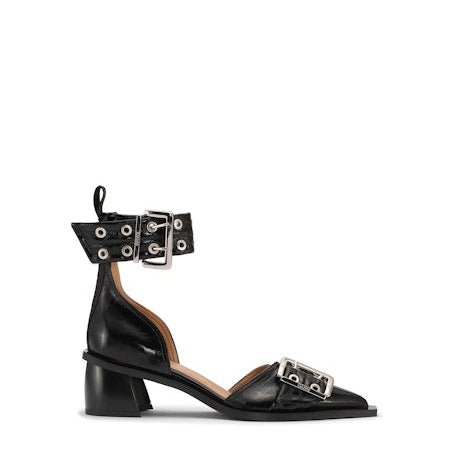 Ganni Feminine Buckle Open Cut Pump