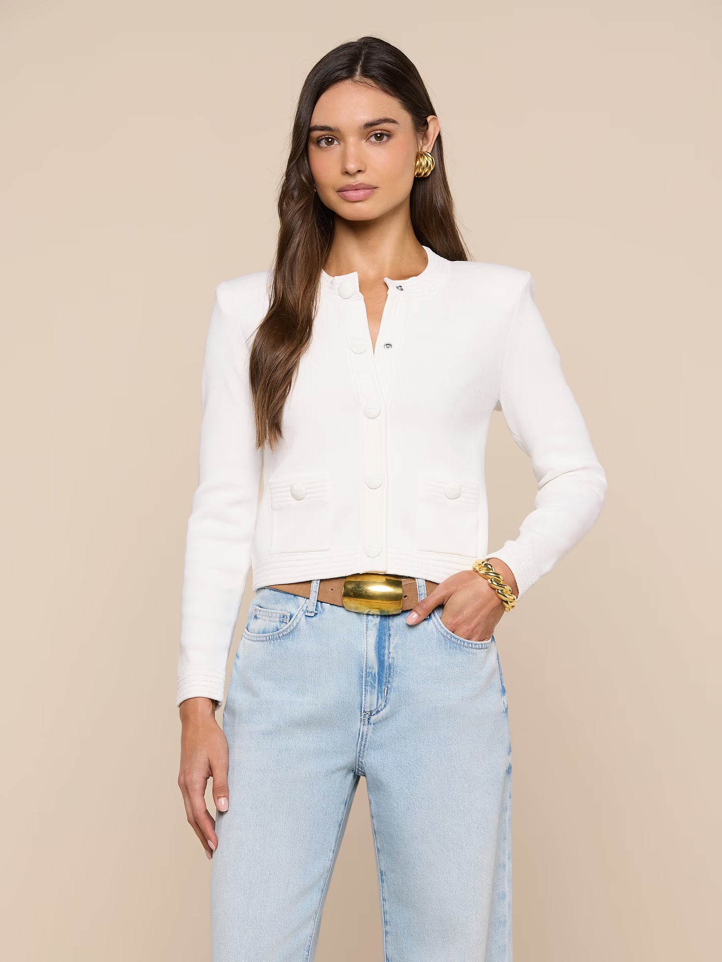 L'agence Patsy Cropped Cardigan - Ivory