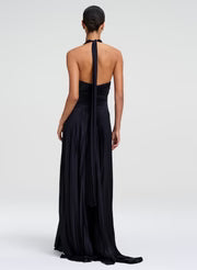A.L.C. Sabine Scarf Tie Satin Pleated Gown
