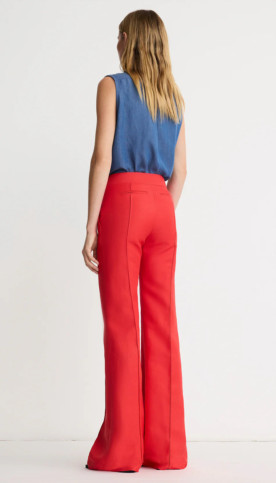Smythe Wide Leg Pintuck Trouser - Poppy