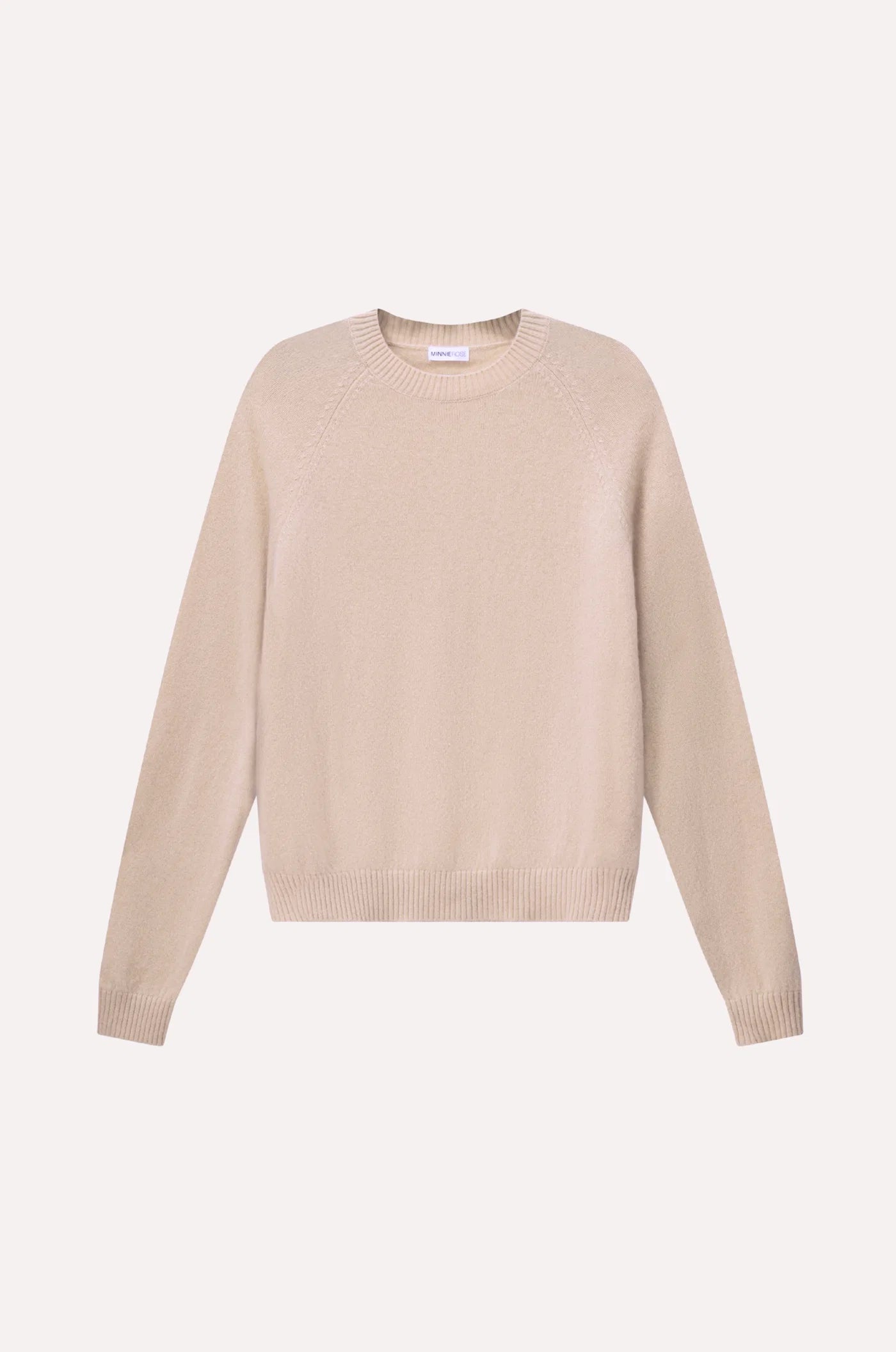 Minnie Rose Cashmere 9gg L/S Shrunken Crew Sweater - Brown Sugar
