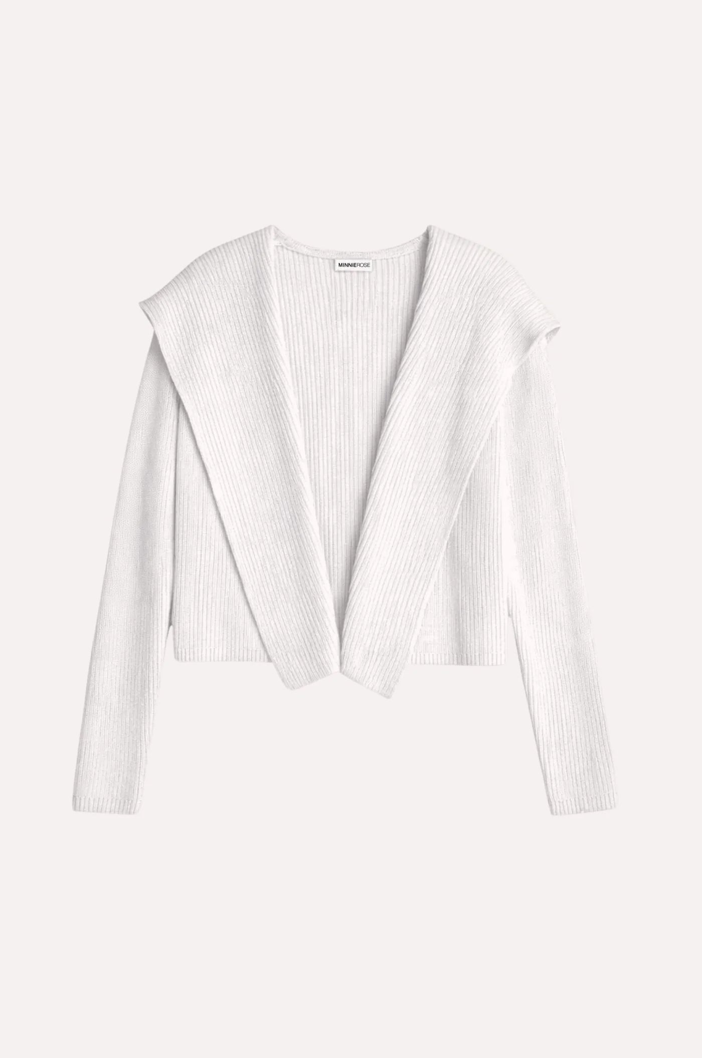 Minnie Rose Cotton Shaker Hooded Flyaway Cardigan - White