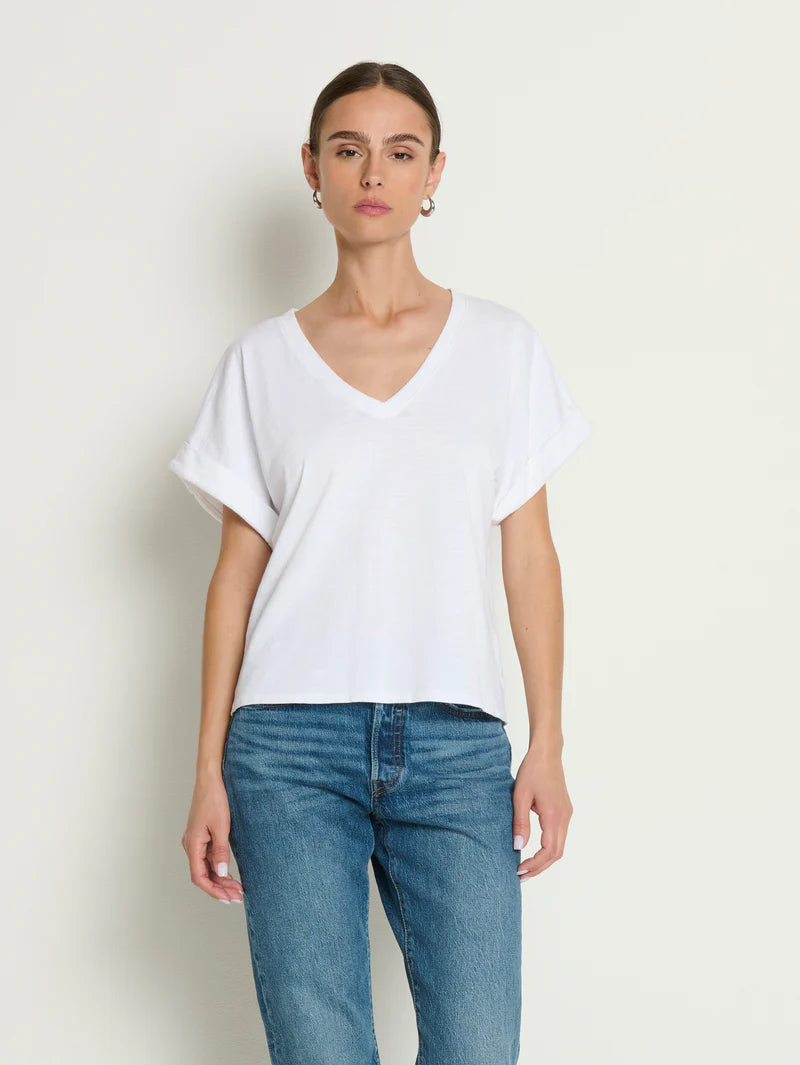 Nation Stevie Cuffed V-Neck - Optic White