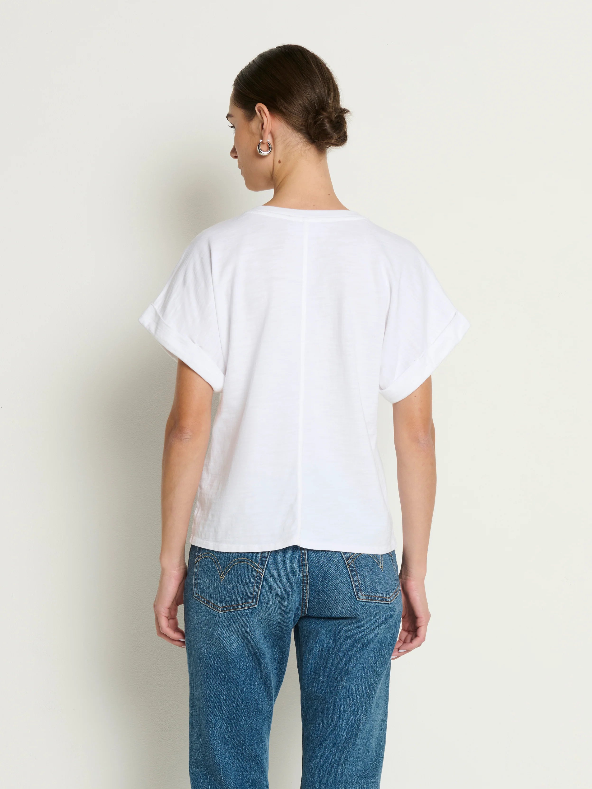 Nation Stevie Cuffed V-Neck - Optic White