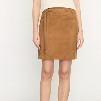Vince Mid Rise Suede Straight Skirt