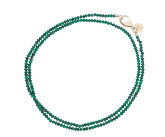Jane Win Double Wrap Diamond Cut Beaded Necklace in Malachite