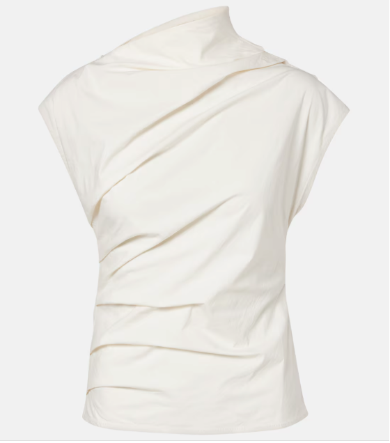Ganni Stretch Cotton Ruched Top