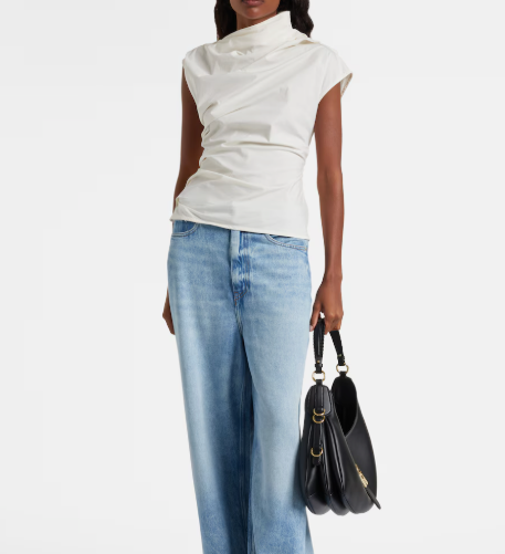 Ganni Stretch Cotton Ruched Top