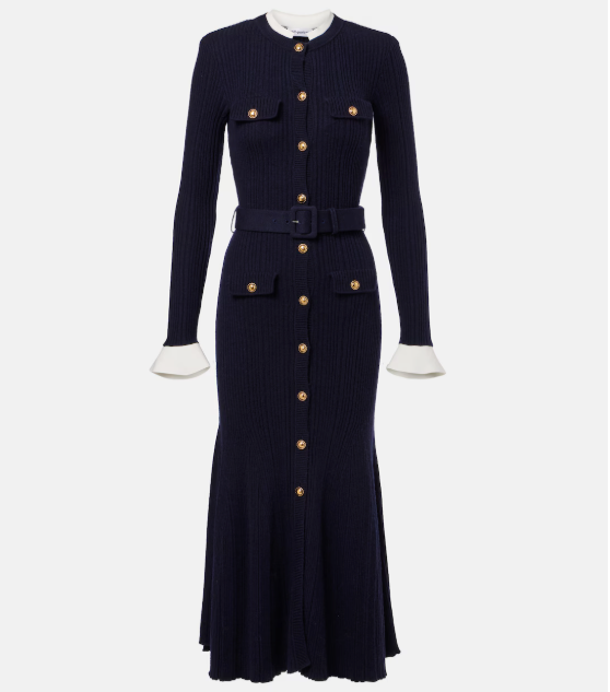 Self Portrait Navy Knit Midi Dress
