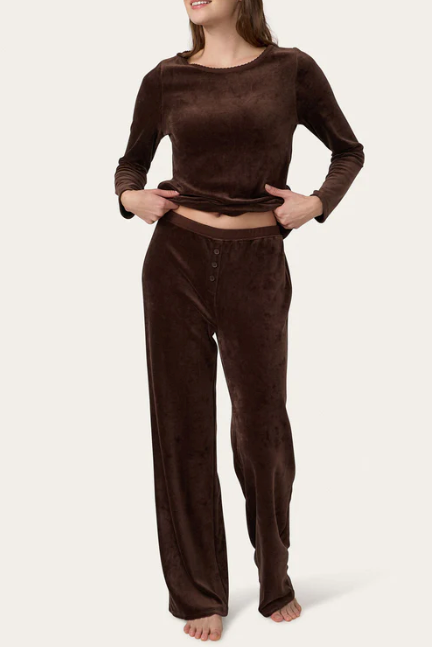 Cozyland Ellie PJ - Coffee Bean Velour