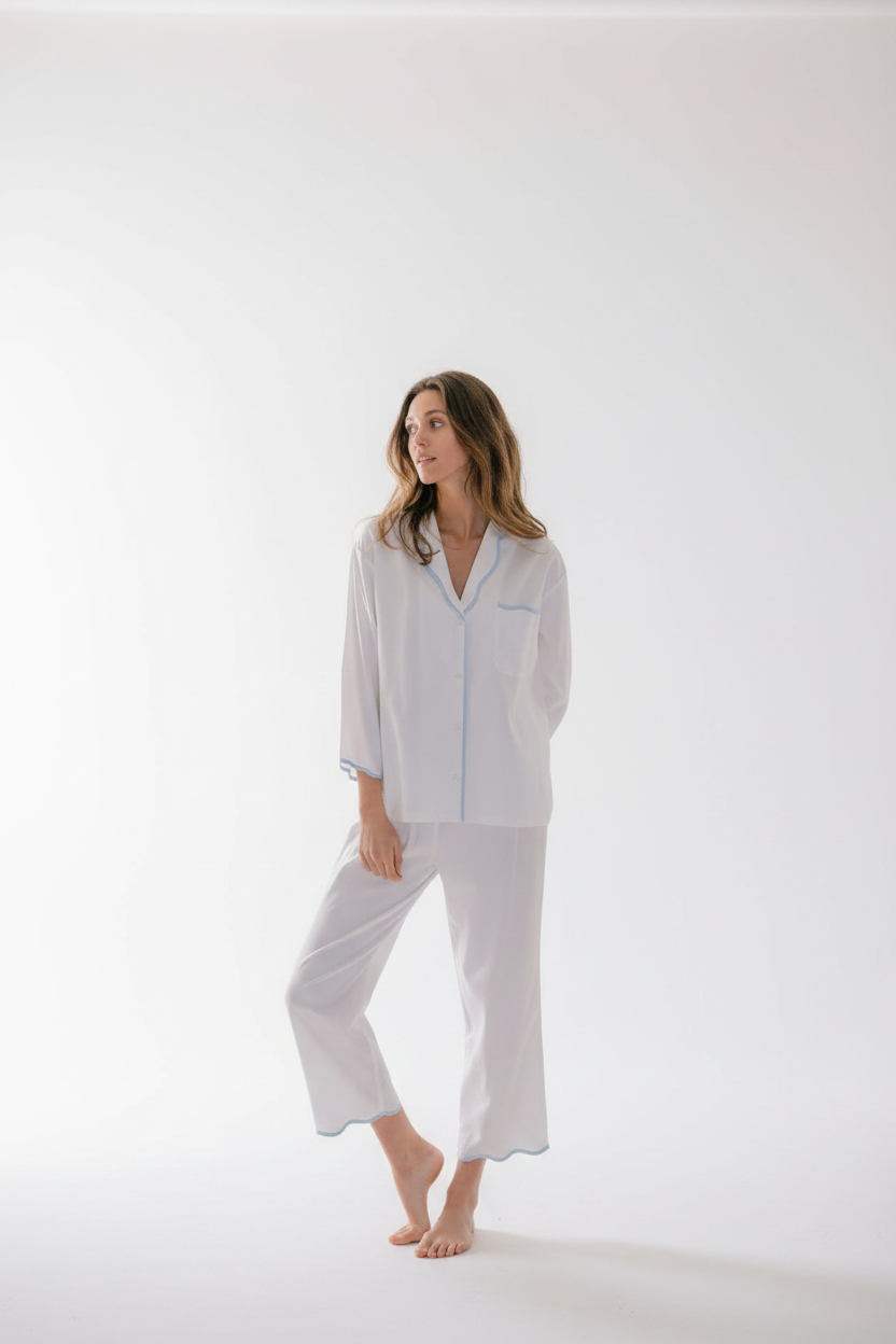 Lenora Vandy Scalloped Tape Trim Pajamas