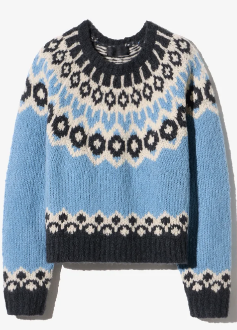 Nili Lotan Isaline Fair Isle Sweater - Iceberg Blue