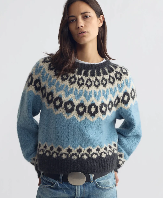 Nili Lotan Isaline Fair Isle Sweater - Iceberg Blue