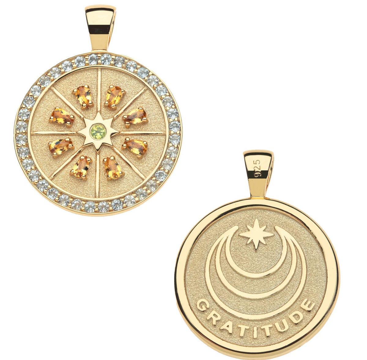 Jane Win GRATITUDE Citrus Slice Embellished Coin