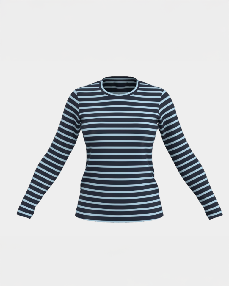 Long Sleeve Striped T Shirt Stripe Pima Cotton Navy/Light Blue