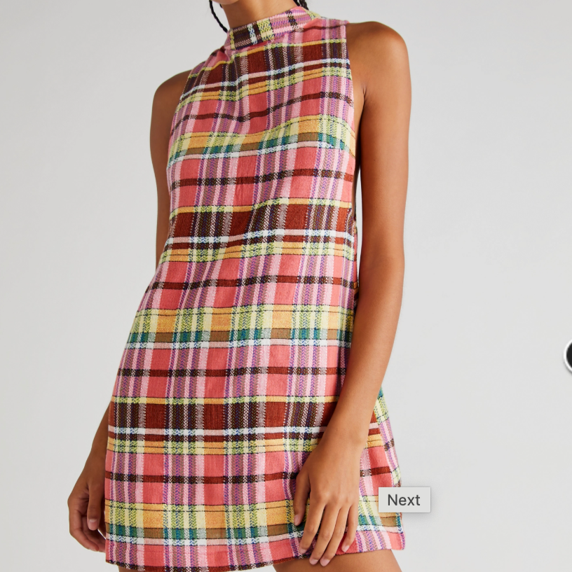 Free People Walk The Walk Mini Plaid Dress