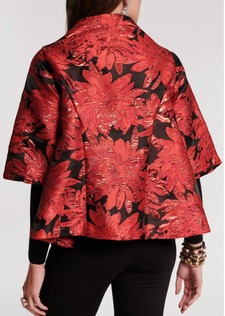 Frances Valentine Metallic Floral Swing Jacket