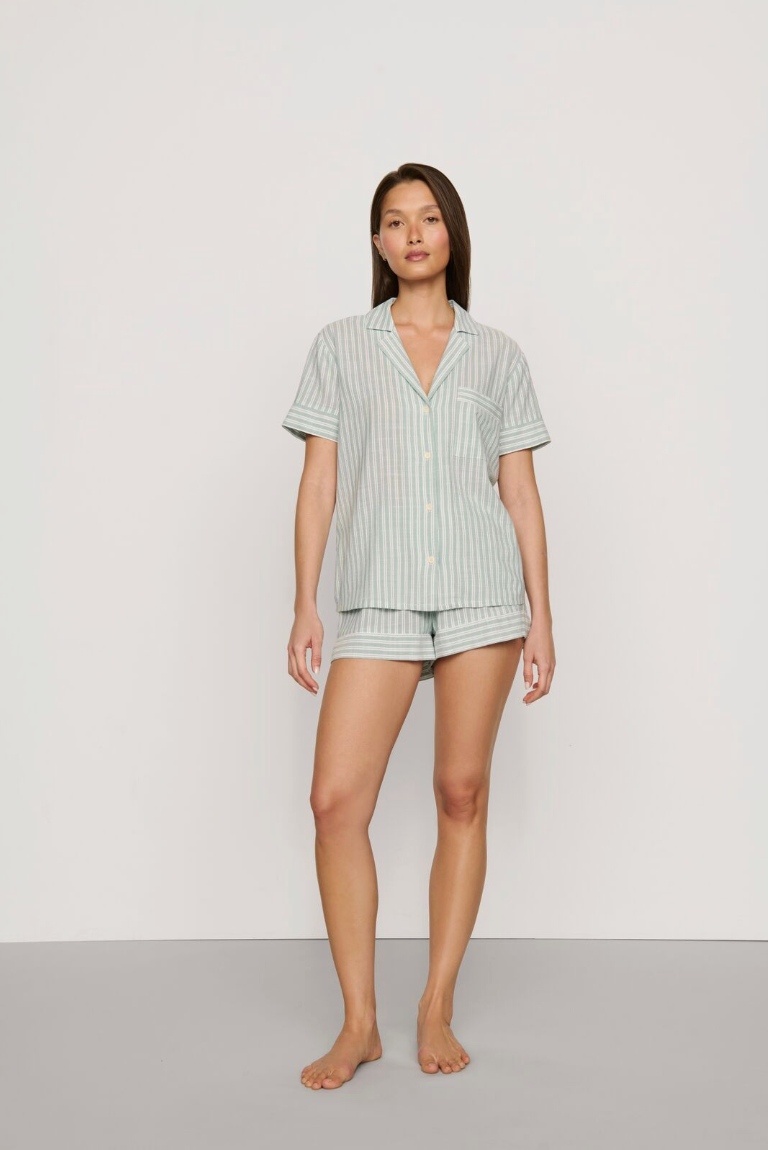 Eberjey Nautico Shortie PJ Set - Regatta Stripe Seagrass/White