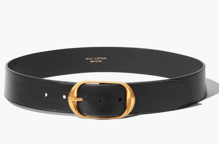 Nili Lotan Nili Belt - Black with Antique Brass Buckle