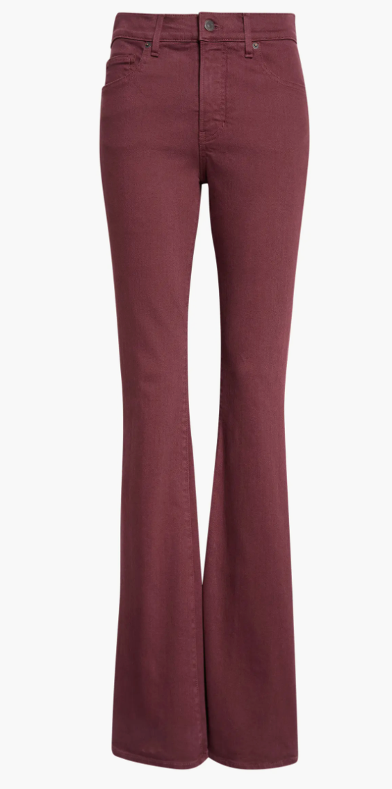 Veronica Beard Beverly Mid Rise Skinny Flare - Burgundy