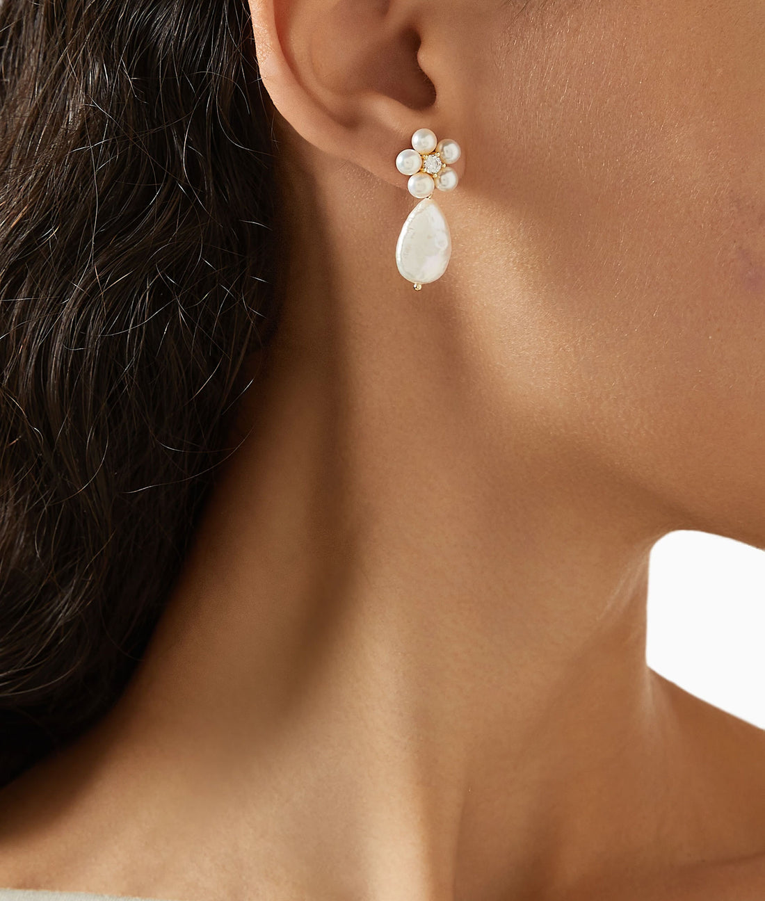 Shashi Flower Pearl Drop Earring