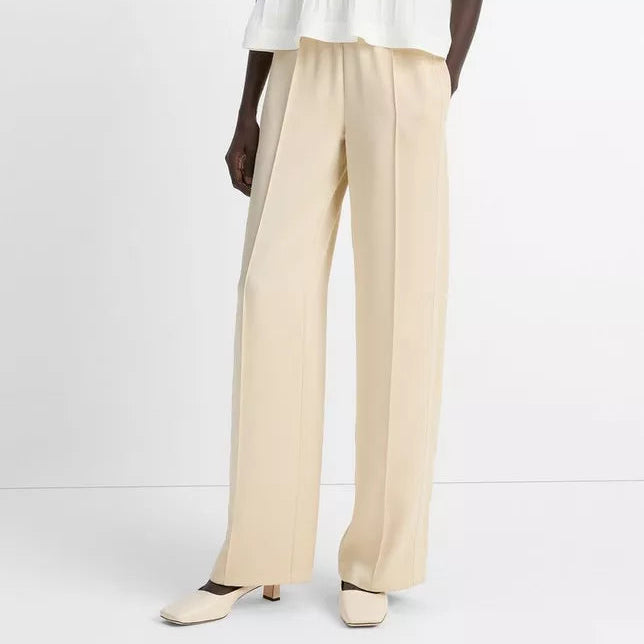 Vince Side-Strap Crepe Pull-On Pant