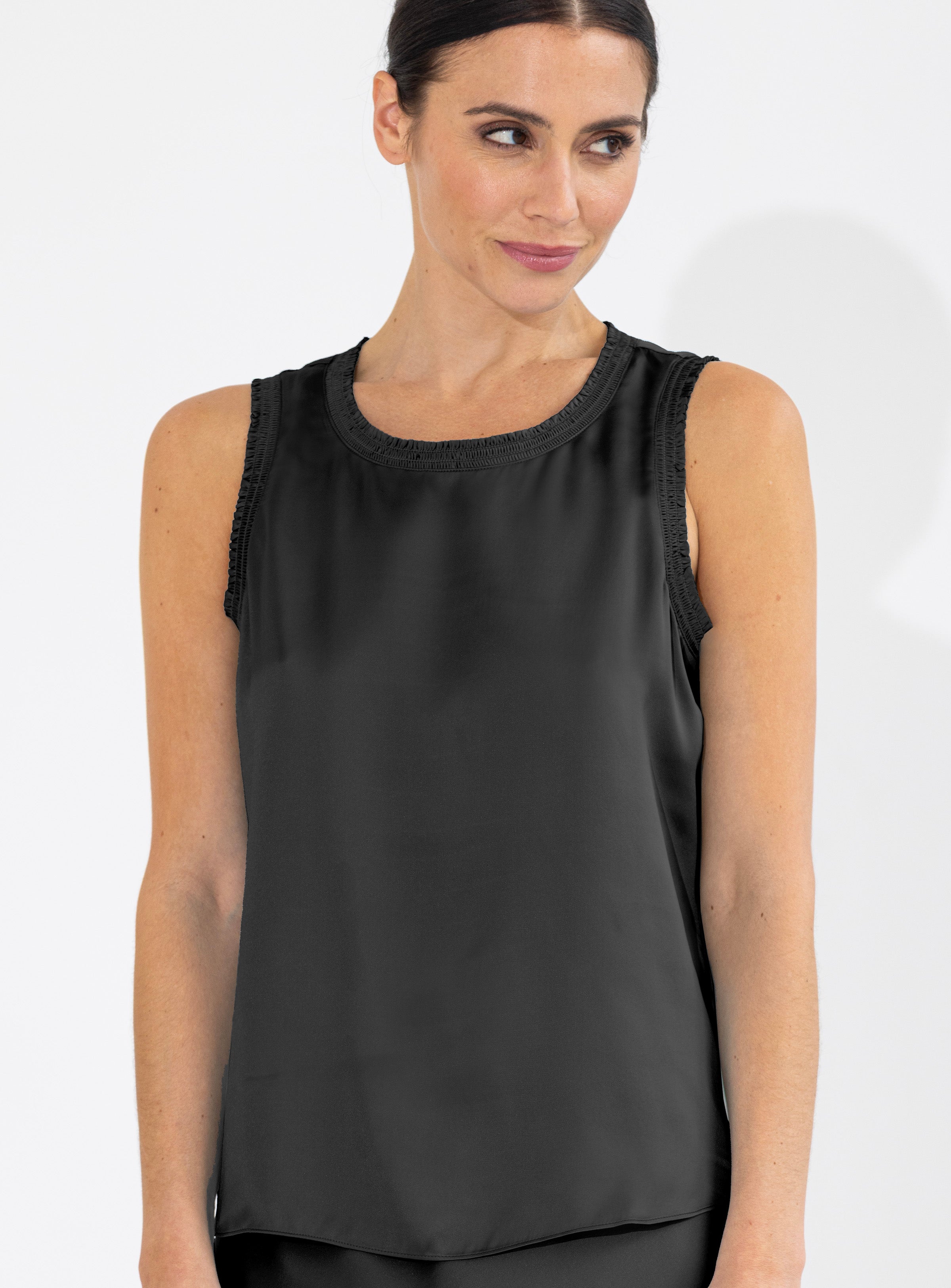 Go Silk Go Ruched Tank - Black