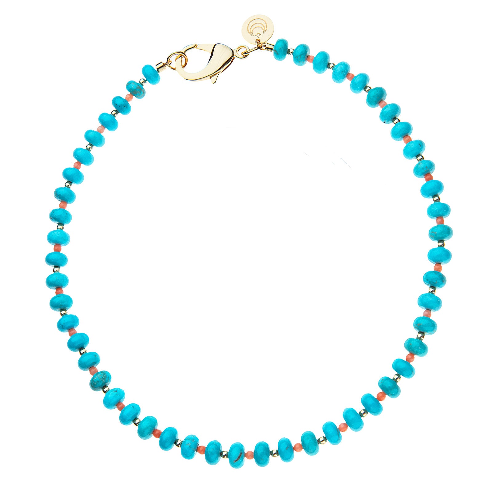 Jane Win Turquoise & Coral Beaded Necklace