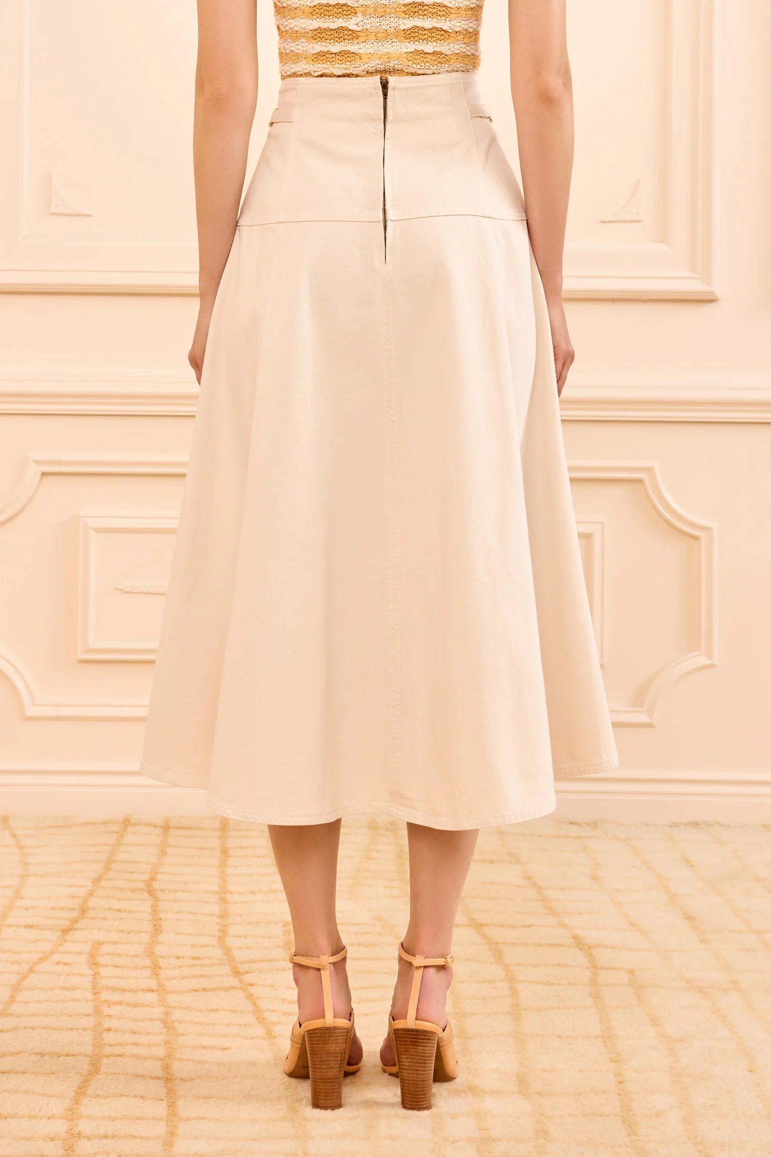 Ulla Johnson Brigette Denim Midi Skirt - Cowrie